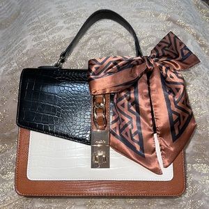 Aldo Faux Leather Brown Ivory Camel Shoulder Bag